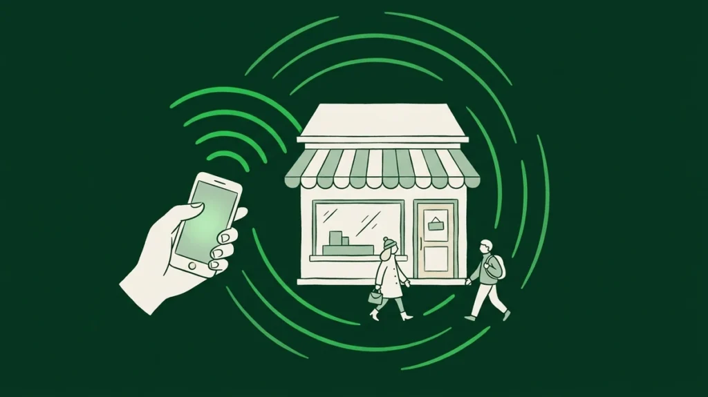Ilustração — marketing digital levando clientes à loja física